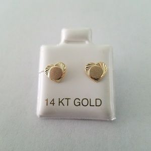 14k Heart earrings solid gold ,yellow gold